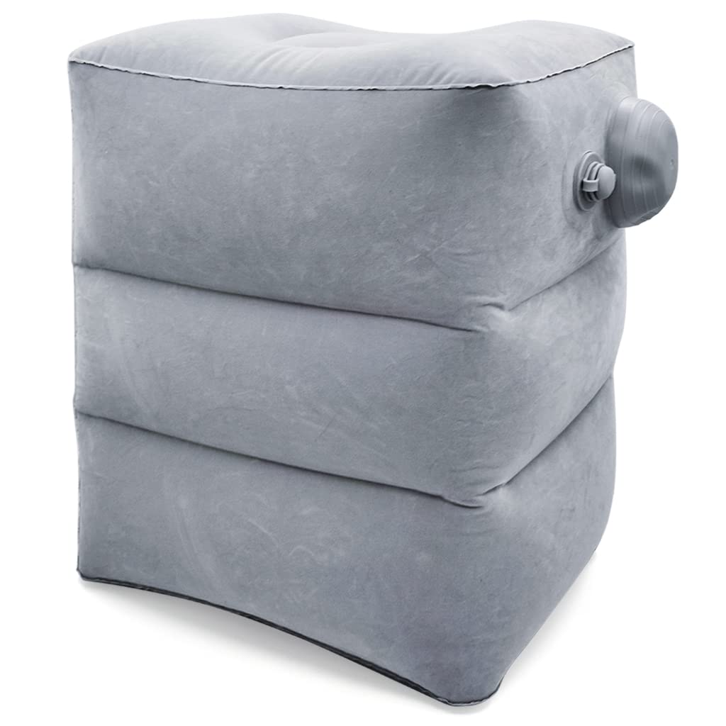 HANNEA Inflatable Air Travel Pillow, leg pillows for sleeping, Portable Footrest Pillow for Flight Home Office Footstool Self-inflatable Air Travel Pillow for Adult Kids,Grey HANNEA Inflatable Air Travel Pillow, leg pillows for sleeping, Portable Footrest Pillow for Flight Home Office Footstool Self-inflatable Air Travel Pillow for Adult Kids,Grey